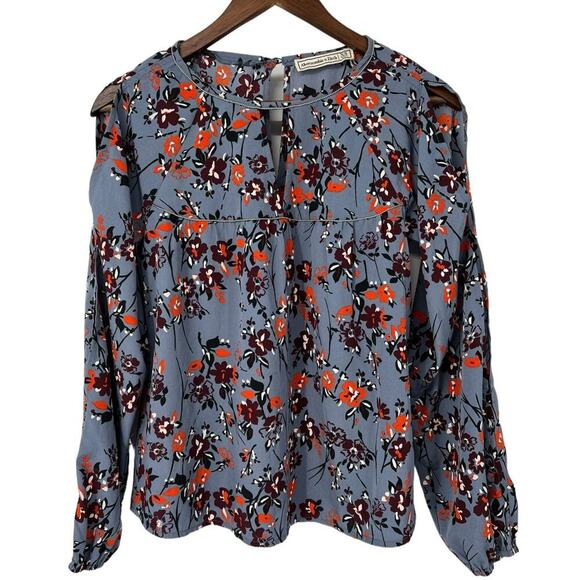 Abercrombie & Fitch Floral Studded Blouse with Open Long Sleeves Women's size XS - Picture 1 of 5